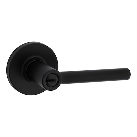Safelock Reminy Lever Round Rose Push Button Entry Lock with RCAL Latch and RCS Strike Matte Black Finish SL6000RELRDT-514